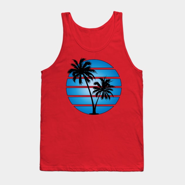 Retrowave Deep Blue Sunset Tank Top by Brobocop